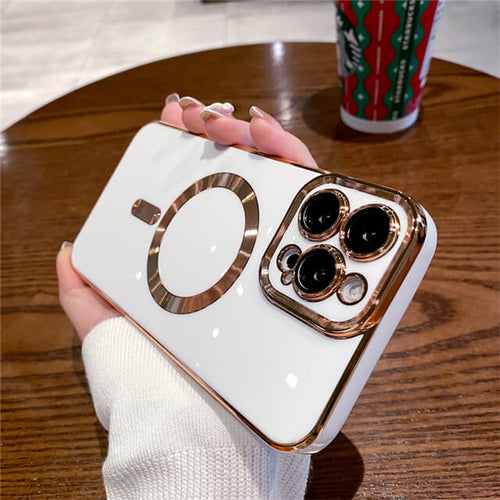 For iPhone 14 Pro Max Luxury Magsafe Magnetic Square Plating Frame Phone Case marginseye.com