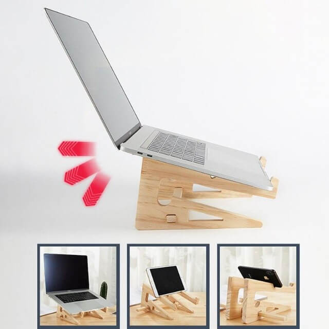 2 in 1 Wood Laptop Stand Holder stands and coolers Marginseye.com