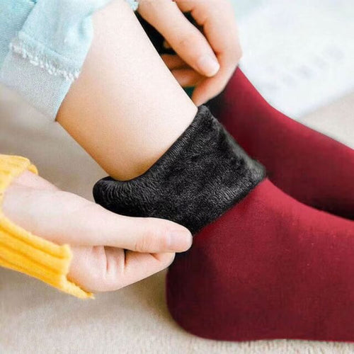 3 Pairs Winter Warm Women Socks Solid Color Thicken Thermal Socks marginseye.com