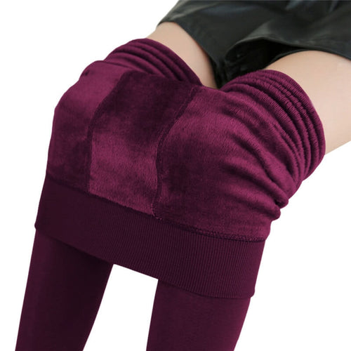 Winter Leggings For Women Warm Leggings Solid Color Velvet marginseye.com