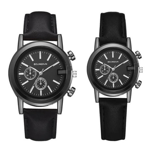 Black White Couple Women Fashion Luxury Lovers Quartz Watch Casual Woman Leather Clock Ladies