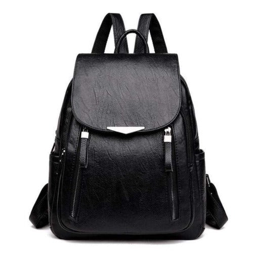 Casual Backpack Female Brand Leather Women's Backpack Large Capacity School Bag For Girls Double Zipper Fashion Shoulder Bags hand bags Marginseye.com