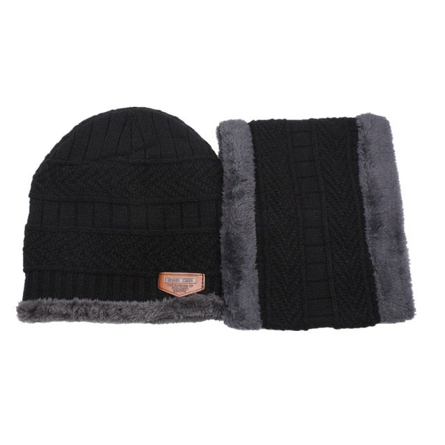 Fashion casual knit hat men plus velvet thick warm cap-Marginseye.com