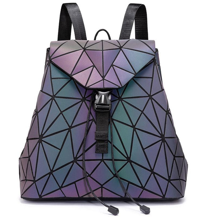 Lovevook women backpack geometric luminous bag schoolbag for teenage girl crossbody bag for ladies 2020 bag set clutch and purse Marginseye.com