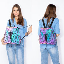 Load image into Gallery viewer, Lovevook women backpack geometric luminous bag schoolbag for teenage girl crossbody bag for ladies 2020 bag set clutch and purse Marginseye.com
