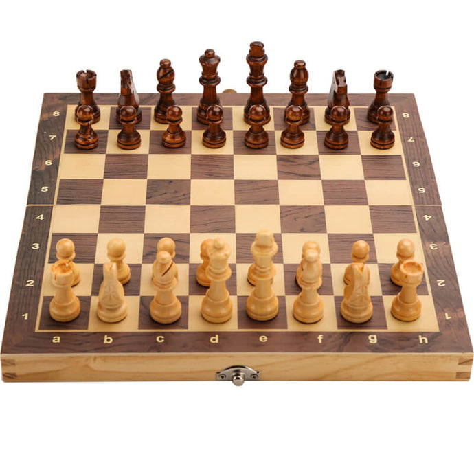 Large Magnetic Wooden Folding Chess Set Felted Game Board valentines gift-marginseye.com