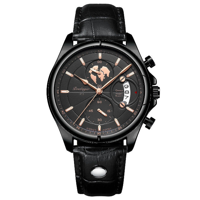 Men Watch Fashion Chronograph Leather Quartz Watches Waterproof Luminous Top Brand Luxury Casual Sport Men's Wristwatch