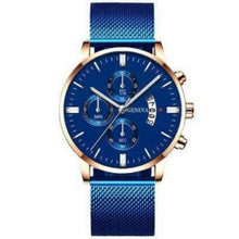 Cargar imagen en el visor de la galería, Men&#39;s Fashion Business Calendar Watches Men Luxury Blue Stainless Steel
