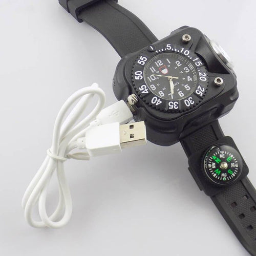 RECHARGEABLE FLASHLIGHT TACTICAL WATCH(With USB charging Cable)