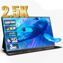 Load image into Gallery viewer, Bimawen 16 Inch 2.5K 144Hz Portable Monitor 2560X1600 100 Adobe SRGB Display Game Screen For Laptop Mac Phone Xbox PS4/5 Switch

