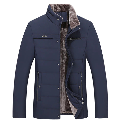 Winter Jacket Men Cotton Padded Warm Loose Parka Coat-Marginseye.com