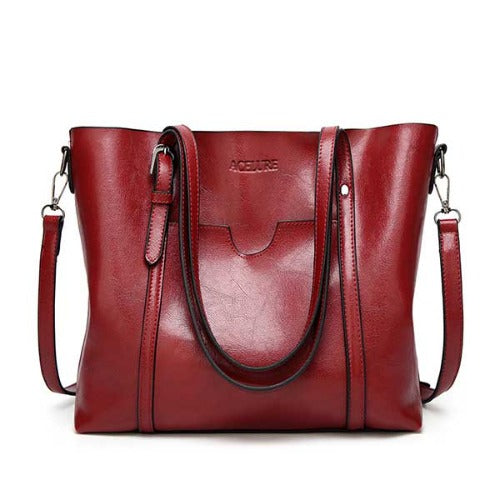 Women Bag Oil Wax bags Leather Handbag-Marginseye.com