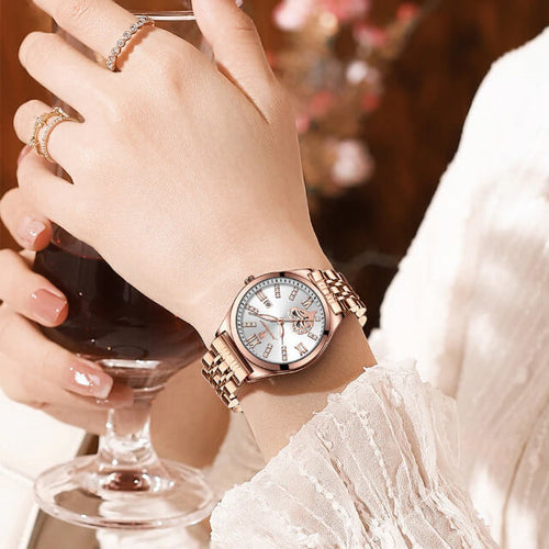 Women Watches Fashion Rose Gold Stainless Stain Steel Ladies Watch Waterproof Quartz Wristwatch Romantic Girlfriend Gift