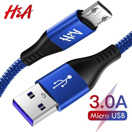 3A Micro USB Cable 1m 2m Fast Charging Nylon Marginseye.com