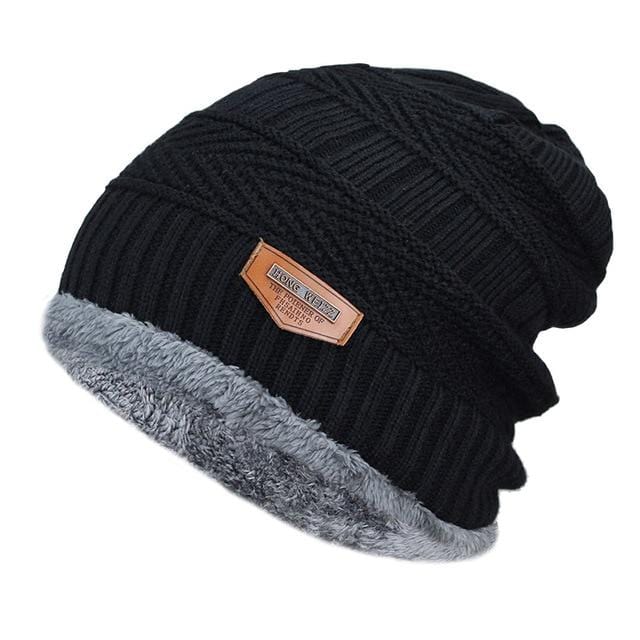 Men's winter,knitted black hats Thick and warm Marginseye.com