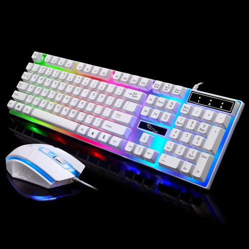 Wired Mechanical Keyboard Mouse Set Backlight LED Gaming Keyboard 1600 DPI Marginseye.com