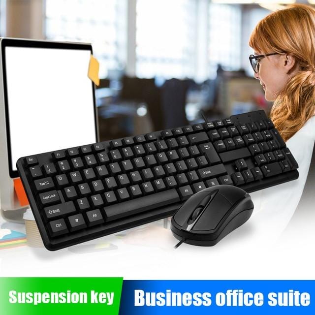 Wired Mouse Keyboard Set USB Desktop Sensitive Durable Home Office Gaming Marginseye.com