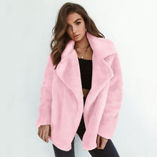 Load image into Gallery viewer, Winter Soft Plush Slim Women Jackets Turn Down Collar Warm Loose Casual Streetwear Clothing Female Pink Black Light Brown Coats Marginseye.com
