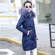 Cargar imagen en el visor de la galería, Winter Jacket Women With a Hood Large Faux Fur Collar warm Winter Outwear Marginseye.com
