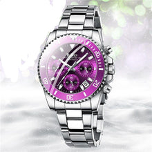 Cargar imagen en el visor de la galería, purple Luxury Women Quartz Watch Chronograph Calendar Watches Fashion Ladies Dress Bracelet 

